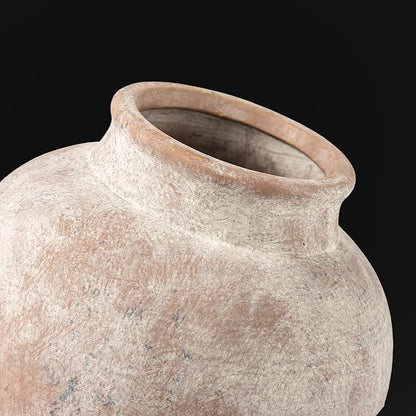Ceramic Flower Vase, 6 Inch Small Rustic Farmhouse Vase Decorative Vases Home Decor Short Pottery Vases for Table Living Room Entryway Mantel Bookshelf Bedroom Bathroom Kitchen - Rustic