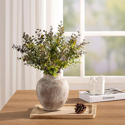 Ceramic Flower Vases Home Decor, 7.4 Inch Rustic Farmhouse Decorative Vase Pottery Pampas Grass Vases for Decor Table Living Room Entryway Mantel Bookshelf Bedroom Bathroom Kitchen - Rustic