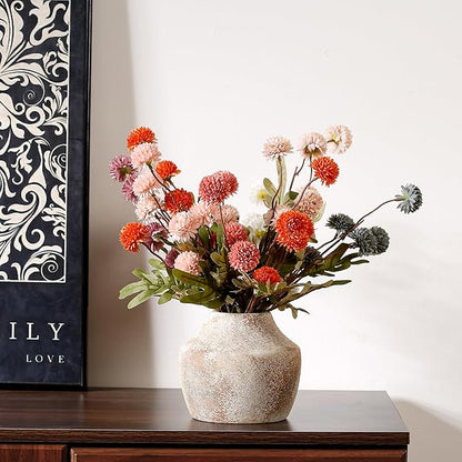 Ceramic Rustic Flower Vase, 5.12 Inch Pottery Modern Vase for Shelf, Tabletop, Vintage Farmhouse Home Decor for Coffee Table, Living Room, Mantle, Fireplace, Entryway