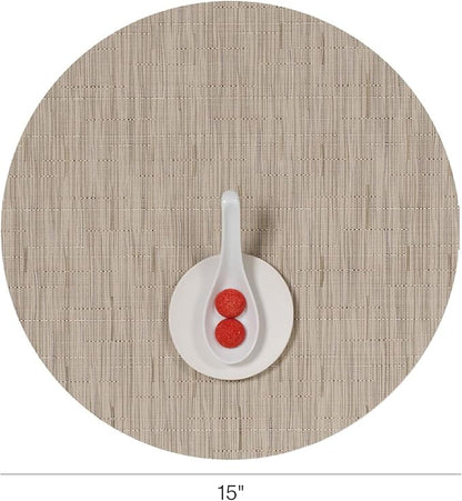 Chilewich Bamboo Placemats Set of 4 - Round Woven Placemats - Reusable, Stain-Resistant, Indoor/Outdoor Tabletop Protection - 15" - Oat