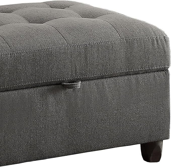 CHARMMA Grey Storage Ottoman, Grey, 33.00x25.00x19.50in