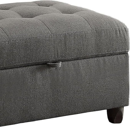 CHARMMA Grey Storage Ottoman, Grey, 33.00x25.00x19.50in