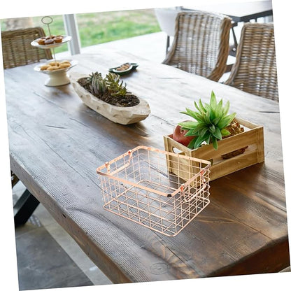 Wire Storage Basket with Handle Decorative Iron Fruit Holder for Snacks Vegetables and Home Organization Lightweight and Chic Design for Any Space
