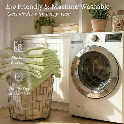 Threadmill King Size Muslin Blanket | 4 Layer Lightweight Gauze for All Seasons | Soft, Breathable, and Cozy Picnic Blankets | Lighweight Summer Blanket Fits Cal King Size Bed | Sage Green