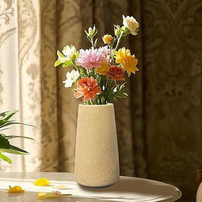 Simple Vase for Flowers Plants, Matte Vases for Modern Table Shelf Home Decor Wedding Boho Decor, 6" H Frosted Elegant Ceramic Vase for Pampas Grass Fluffy Stem Bouquet Lavender Flowers (Brown, 2)