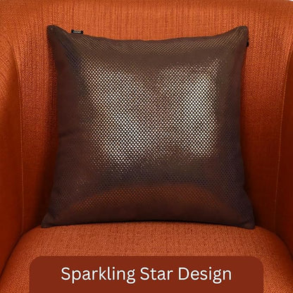 LL LEATHER LOVERS Star Sparkling Suede Pillow Cover, Square Soft Golden Metallic Throw Pillow Covers, Pillow Cases for Home Décor, Sofa, Couch Chair, Car (16x16 Inches, Sparkling Dark Grey Pack of 1)