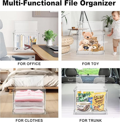 UMAIL File Box,Hanging File Organizer,Portable Storage Bins with Lids,Letter-size File Holder File Cabinet for Office/Home/Decor No Folders(1pack
