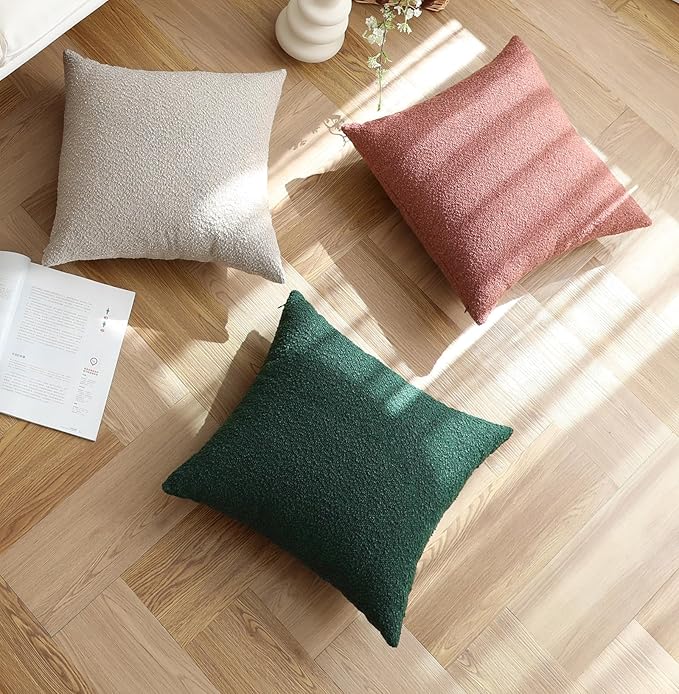 Jeneoo Khaki Decorative Long Lumbar Thick Throw Pillow Covers Fine Textured Boucle Couch Cushion Cases for Sofa Decor, Set of 1, 14 x 36 Inch