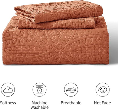 Love's cabin King Size Quilt Set Umber Bedspreads - Soft Bed Summer Lightweight Bedspread Comforter - Modern Style Coin Pattern Coverlet for All Season - 3 Pieces (1 Quilt, 2 Pillow Shams)