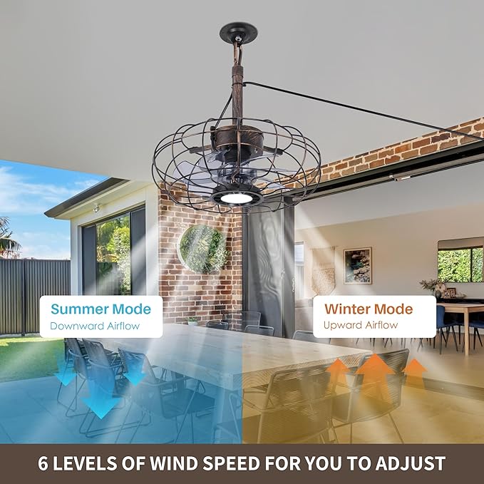 15" Outdoor Ceiling Fan with Light, with Remote and App Remote, IP65 Waterproof Gazebo Hanging Fan, 3CCT Dimmable, Portable Plug in Ceiling Fan with Cord Hook for Patio Porch Pergola (Antique Bronze)