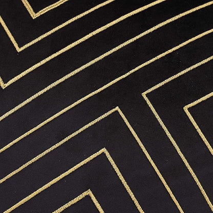 Avigers 20 x 20 Inch Black Gold Striped Geometric Lines Embroidery Velvet Cushion Case Luxury Modern Throw Pillow Cover Decorative Pillow for Couch Living Room Bedroom Car 50 x 50cm