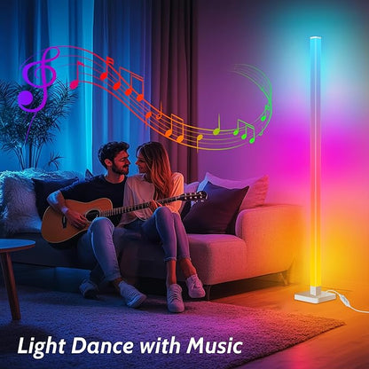 2 Pack ICRGB Corner Floor Lamp, DIY Floor Lamp with Music Sync and 16 Million Colors, Color Changing Standing Floor LED Lights for Bedroom Living Room Decor, Ambient Mood Lighting Gaming