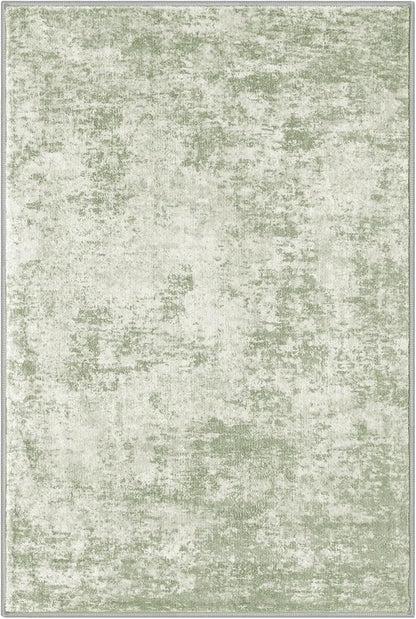 Modern Abstract Entryway Rug Indoor 2x3 Washable Non-Slip Soft Sage Green Grey Small Area Rug Kitchen Mat Thin Print Faux Wool Floor Carpet for Entrance Bedroom Office