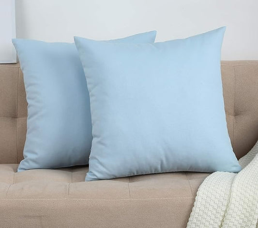 TangDepot Handmade Decorative Solid 100% Cotton Canvas Throw Pillow Covers/Cushion Covers, 45 Colors Available - (20" x20" , Light Blue, 2 Count (Pack of 1))