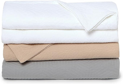 Threadmill Luxury Cotton Blankets for King Size Bed | All-Season Cozy 100% Cotton King Size Blanket | Aster Jacquard Soft & Lightweight Coverlet fits California King, 104x92 | White