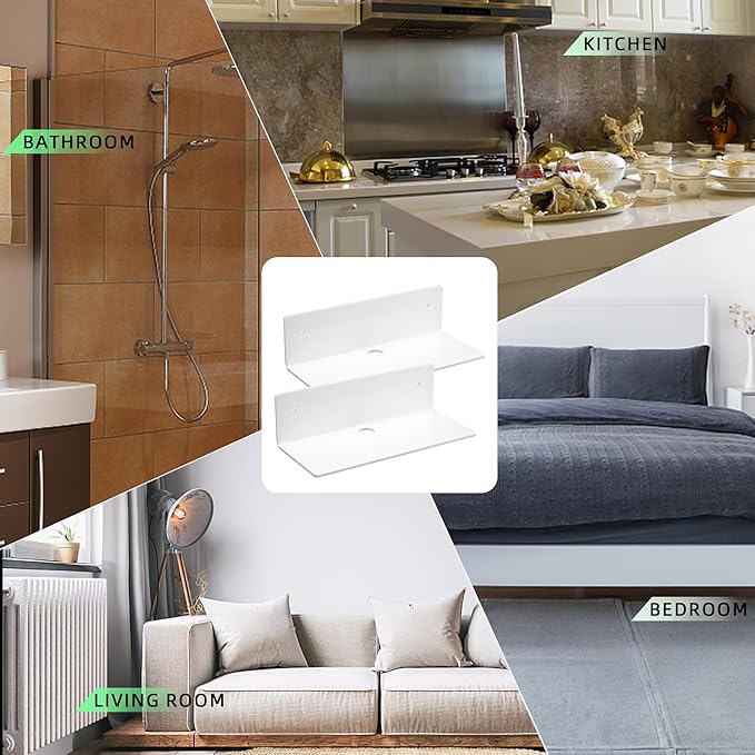 7x9 Inch Transparent Acrylic Shelf with Ventilated Base - Ideal for Routers, Speakers, Cameras & Small Electronic Devices Clean Floating Shelf for Wall Display,Living Room, Kitchen, Bathroom