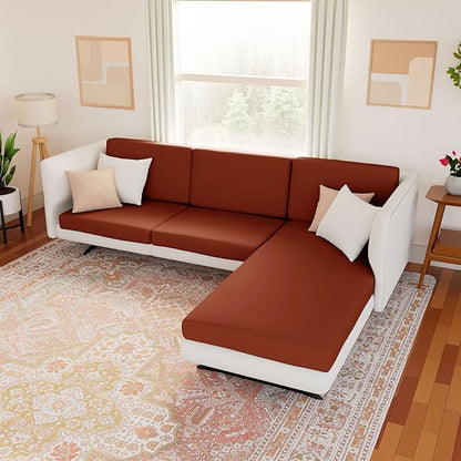hyha Waterproof Couch Cushion Covers, Stretch Sofa Couch Seat Slipcover for Dog Washable, Non-Slip Waterproof Outdoor Cushion Covers for Patio Furniture Replacement (1 Piece for Small, Rust)