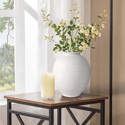 White Ceramic Large Vase - 9.84 Inch Round Modern Ceramic Vases,Tall Vase for Decor Living Room Table Decor and Festive Home Interiors