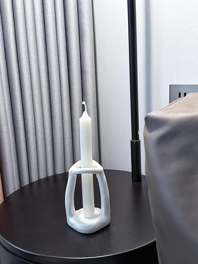Handmade Ceramic Holder Stand for Toothbrushes, Makeup Brushes, and Pens - Minimalist Design for Bathroom Vanity and Countertops Decor (White)