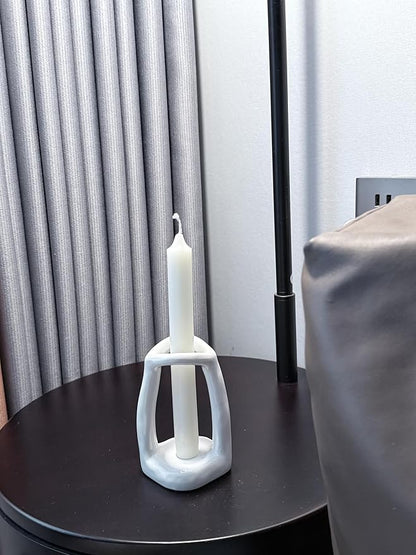 Handmade Ceramic Holder Stand for Toothbrushes, Makeup Brushes, and Pens - Minimalist Design for Bathroom Vanity and Countertops Decor (White)