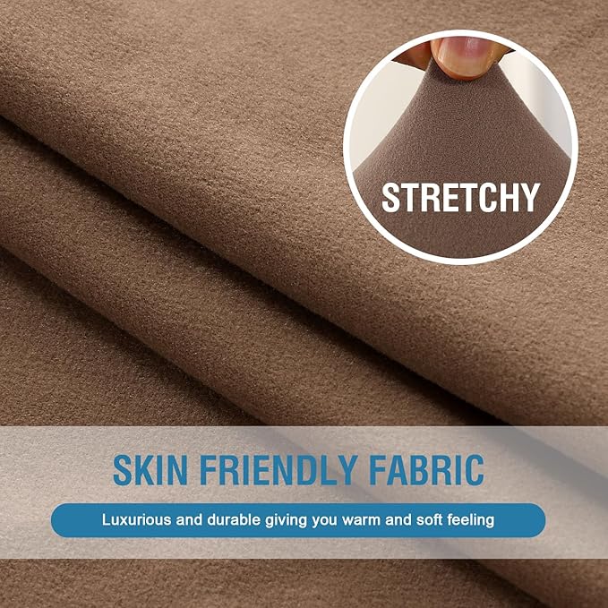 H.VERSAILTEX Fleece Couch Cushion Covers Stretch Couch Covers for 3 Cushion Couch Sofa Thick and Soft Couch Covers Washable (3 Piece Sofa Cushion Cover, Camel)