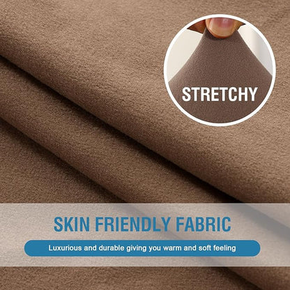 H.VERSAILTEX Fleece Couch Cushion Covers Stretch Couch Covers for 3 Cushion Couch Sofa Thick and Soft Couch Covers Washable (3 Piece Sofa Cushion Cover, Camel)