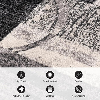 Rugshop Contemporary Circle Design Area Rug, Carpet with Jute Backing for Living Room, Bedroom, or Dining Room, Cream, 5'3" x 7'3"