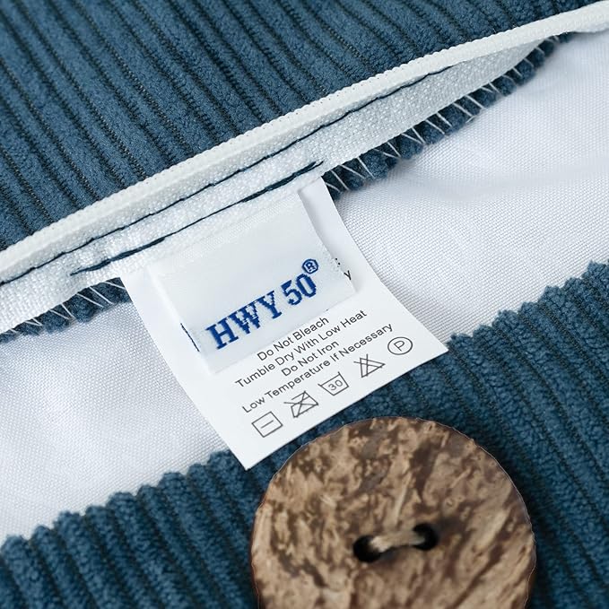 HWY 50 Blue Chenille Throw Pillow Covers 16x16 Inch with Triple Buttons, Soft Farmhouse Accent Decorative Cushion Cases for Couch Sofa Bed Living Room Pack of 2