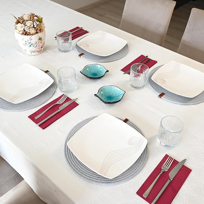 Round Placemats Set of 4, Handmade by Braided Cotton Cord, Dia. 12.6 Inch, Doublesided, Heat Resistant, Gray