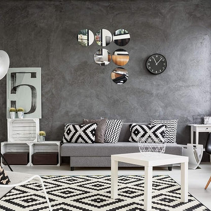Aneco 6 Pack Acrylic Round Mirrors Non Glass Round Mirror Plate Self Adhesive Mirror Stickers for Home Wall Decor or Wedding Table Centerpiece, 8 Inches, (Thickness 2 mm)
