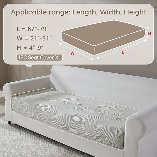 Couch Cushion Covers for Sectional and L Shaped Sofa, Stretch Soft Sofa Covers Washable Wear Resistant Slipcovers Furniture Protector Pet-Friendly (1PC X Large Sofa Cover, Light Gray)