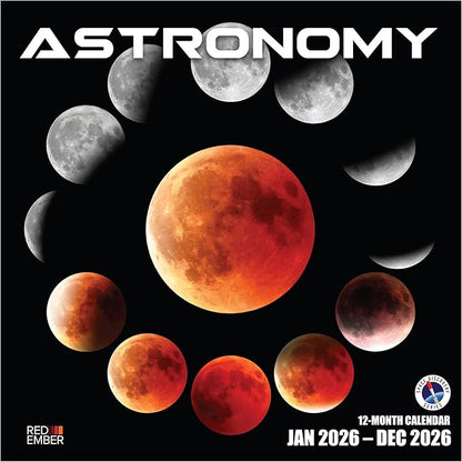 RED EMBER Astronomy 2026 Wall Calendar 12 Month | 12" x 24" Open | Thick & Sturdy Paper | Holiday Gift | Space Calendar 2026
