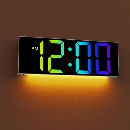 JALL 12'' Large Digital Wall Clock, Big LED Number Dispaly, RGB Colors, DST, Night Light for Classroom Living Room Bedroom Mounted Birthday Xmas Gift for Senior, Mem Womem (A White Shell, 12 inches)
