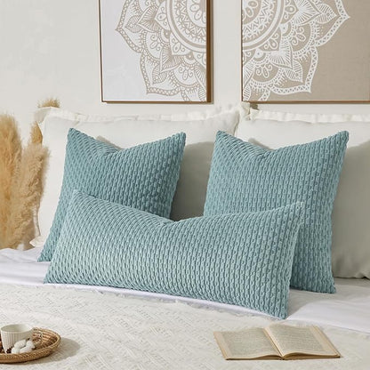 Kevin Textile 14x36 Inch Long Lumbar 1 Pack Boho Decorative Throw Pillow Cover Soft Striped Corduroy Rectangle Cushion Case Farmhouse Accent for Living Room Couch Sofa Bed, Dusty Green