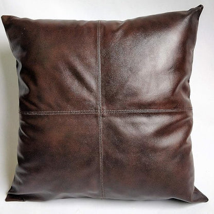 LL LEATHER LOVERS Lambskin Leather Pillow Cover - Sofa Cushion Case - Decorative Throw Covers for Living Room & Bedroom, 16x16 Inches - Dark Brown Pack of 1