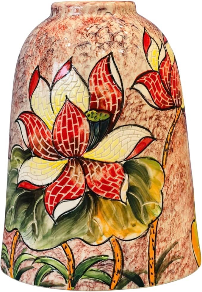 Handmade Mosaic Ceramic Vase – Lotus Design – 26 cm (10.2 in) – Home Décor – Heritage T&T Mosaic Collection – Bat Trang Vietnam