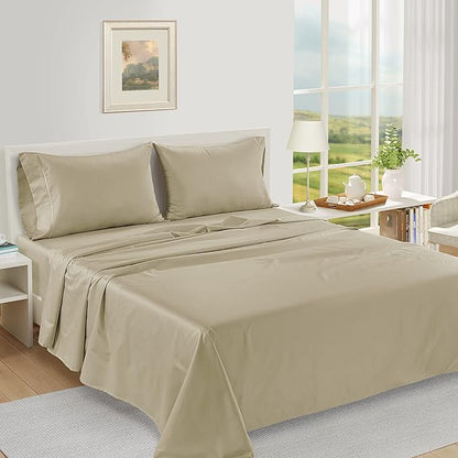 100% Egyptian Cotton King Size Bed Sheets - Naturally Breathable & Durable Winter Comfort, Ultra-Soft Hotel Comfort with 15" Deep Pocket King Sheets, Silky Sateen Weave Luxury You Can Feel - Linen