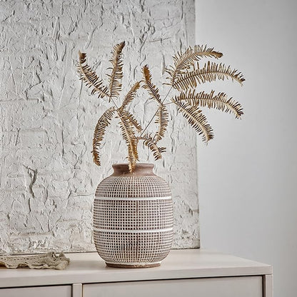 AWNR Terracotta Vase Farmhouse Decor: Rustic Ceramic Decorative Vase for Flowers Vintage Stoneware Flower Vase for Home Decor Living Room Dining Table Centerpieces Decortion
