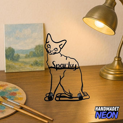 Personalized Devon Rex Cat Minimalist Sculpture, Custom Cats Name Metal Desk Decor, Decorative Home Aesthetic Table Sign Gifts For Officer, Friends, Animal Lover, Kids, Mom, Dad