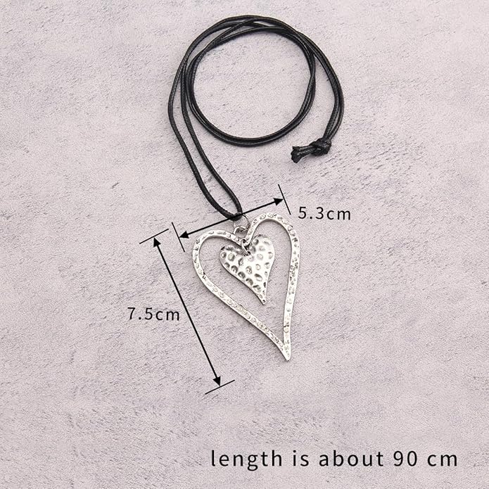 Leather Necklace for Women Boho Choker Necklace Long Cord Leather Pendant Bohemian Neckalce Vintage Alloy Pendant Leather Rope Necklace Wooden Necklaces for Women
