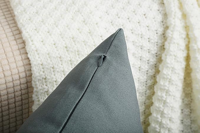 TangDepot Set of 2 Handmade Decorative Solid 100% Cotton Canvas Throw Pillow Covers/Cushion Covers, 45 Colors Available - (16"x16" 2 Pieces, Steel Grey)