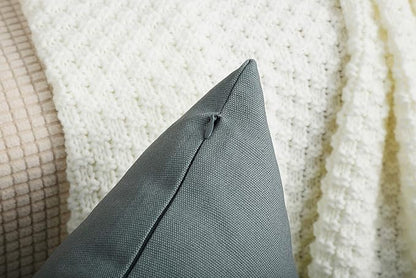 TangDepot Set of 2 Handmade Decorative Solid 100% Cotton Canvas Throw Pillow Covers/Cushion Covers, 45 Colors Available - (16"x16" 2 Pieces, Steel Grey)