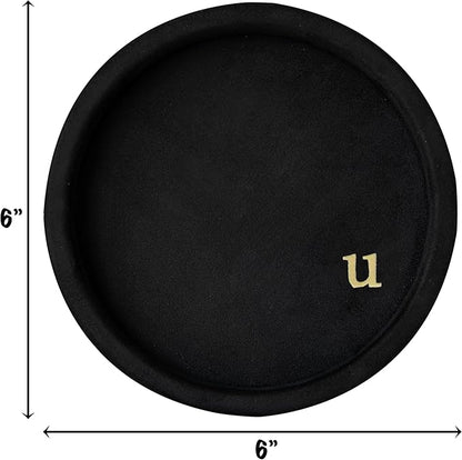 COLLECTIVE HOME - Velvet Jewelry Tray, 6" Monogrammed Jewelry Dish, Smooth Velour Display Dish for Rings, Earrings, Necklaces, Makeup, Personalized Gifts for Women (Black-u)