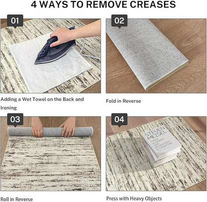Modern Abstract Entryway Rug Indoor 2x3 Washable Rug Non-Slip Soft Small Area Rug Beige Kitchen Mats Thin Print Faux Wool Floor Carpet Throw Rugs for Entrance Bedroom Office Home Decor