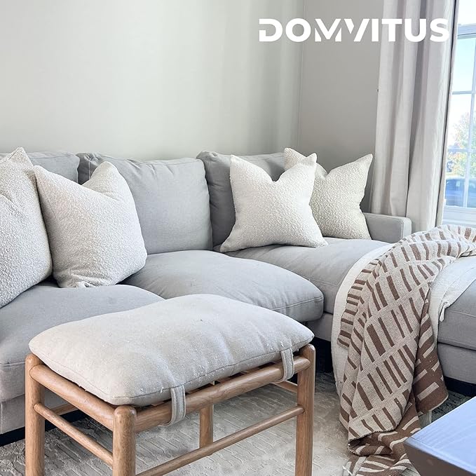 DOMVITUS Boucle Pillow Covers - Luxury Throw Pillows for Bed & Sofa, Decorative Accent Couch Cushion Case, 1PC, Buttery Cream