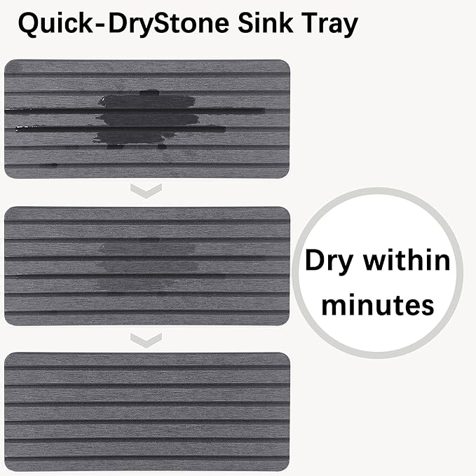 2 PCS Water Absorbent Diatomite Coasters (9.5" x 4"), Grooved Design, Water Absorbing Stone Used for Hand Soaps & Plants & toiletries in The Modern Home