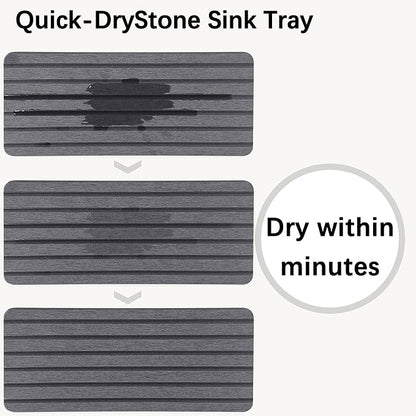 2 PCS Water Absorbent Diatomite Coasters (10.2" x 4"), Grooved Design, Water Absorbing Stone Used for Hand Soaps & Plants & toiletries in The Modern Home