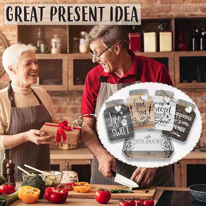 Old Shack Collection – Kitchen Wall Decor Set of 4 – Durable Kitchen Wall Art – Refined Kitchen Decor to Elevate Your Home, Crafted for Lasting Style, 8 x 5 in