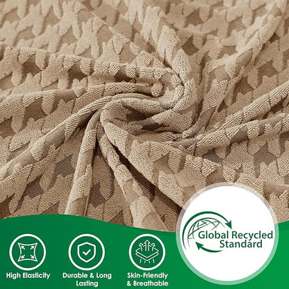 MAXIJIN Couch Cushion Covers for Sectional Sofa, Stretch Sofa Cushion Cover Washable Furniture Protector with Elastic Bottom & Non-Slip Strap for Pets Kids (1PC Chaise Cover, Khaki)
