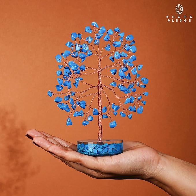 Crystal Tree for Home and Office Decor, Turquoise Chakra Healing Stones Handmade Feng Shui Bonsai Tree of Life for Positive Energy, Money, Good Luck, Christmas Decor, Birthday Gifts for Women, Mom